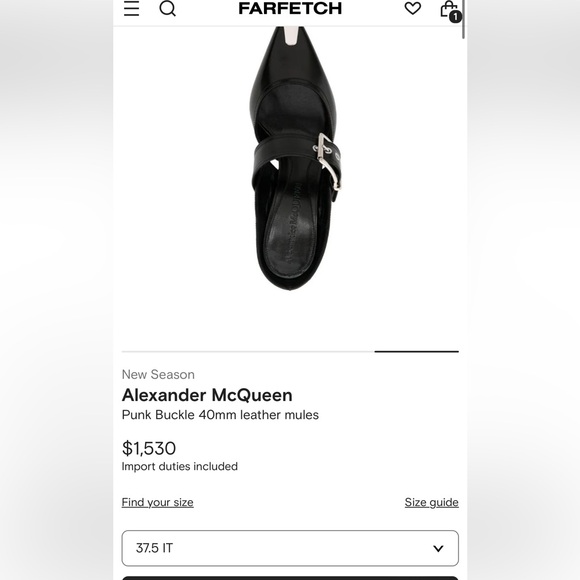 ALEXANDER MCQUEEN PUNK buckle 40mm leather mules BRAND NEW 7.5/37.5 - Picture 2 of 11